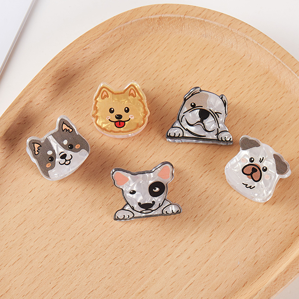 Dog Resin 5pc Hair Clip Set Cute Puppy Barrettes Gift Box Accessories