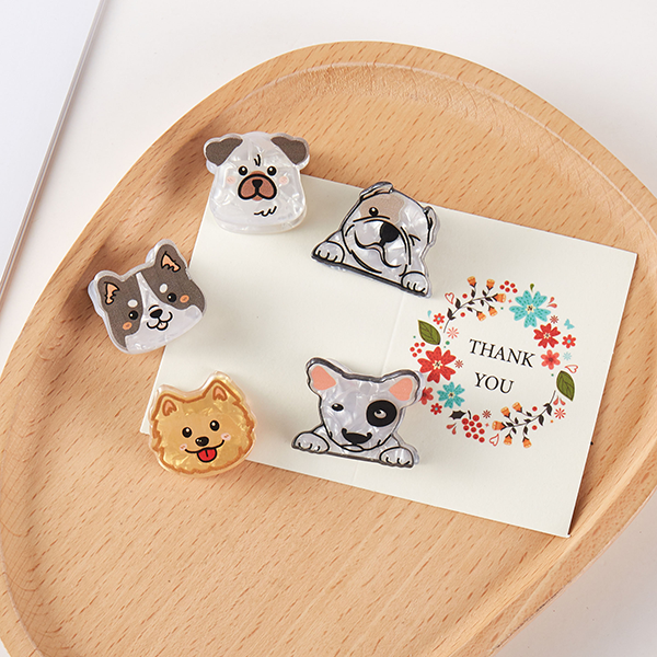 Dog Resin 5pc Hair Clip Set Cute Puppy Barrettes Gift Box Accessories