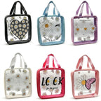 Clear Square Travel Tote Daisy Print 6 Colors Transparent Beach Bag Tr