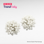 Stylish Pearl Cluster Pom Cream Earrings Minimalist Wedding Statement