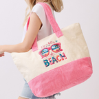 Toami Hello Summer Terry Tote Bag Beach Shopper Yellow Blue Pink Green