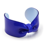 Acrylic Bow Cuff Bracelet Glitter Blue Bangle Adjustable Fashion Jewel