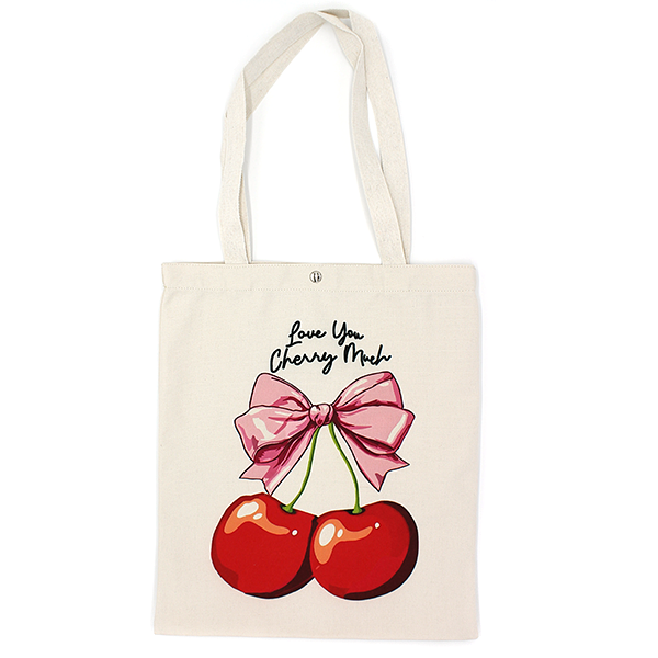 Toami Love You Cherry Much Book Tote Bag Bow Canvas Shopper Cute Gift
