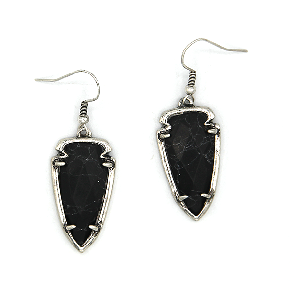 Western Arrow Stone Earrings Silver Tone Red Gem Dangle Fashion Jewelry