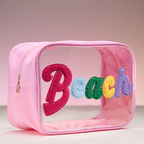 Transparent PVC Beach Makeup Bag Lettering Cosmetic Pouch Travel Organ