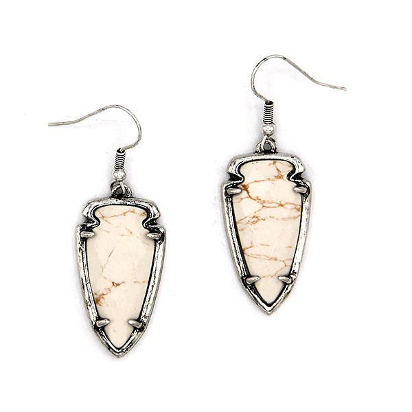 Western Arrow Stone Earrings Silver Tone Red Gem Dangle Fashion Jewelry
