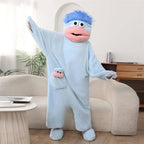 Blue Big Mouth Funny Adult  - Cozy Fleece Jumpsuit Sleepwear Gift