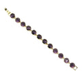 CNC Square Back Gemstone Link Bracelet Purple Stones Silver Tone Fashi
