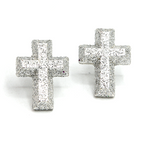 Glitter Accent Cross Light Pink Earrings – Trendy, Sparkling, Gift-R