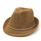 Straw Fedora Sun Hat Rhinestone Band Lightweight Summer Beach Hat Pana