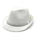 Straw Fedora Sun Hat Rhinestone Band Lightweight Summer Beach Hat Pana