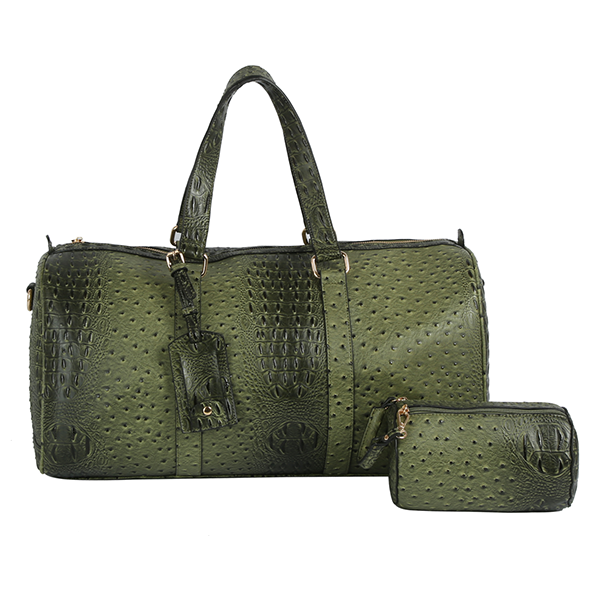 Toami Weekender Duffel Bag Ostrich Embossed Travel Gym Handbag Vegan L