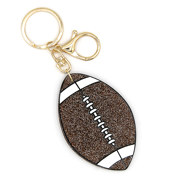 Glitter Resin Football Keychain – Gameday Bag Charm Sports Fan Gift