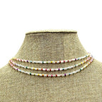Frenzy 3 Line Clear Bead Choker Necklace Multi Color Beaded Fashion Je