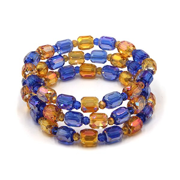 3PC Glass Cylinder Bead Bracelet Set Stackable Stretch Women Fashion J
