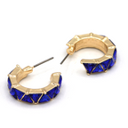 C Hoop Triangle Stone Pave Huggie Earrings Dainty Gold Silver Jewelry