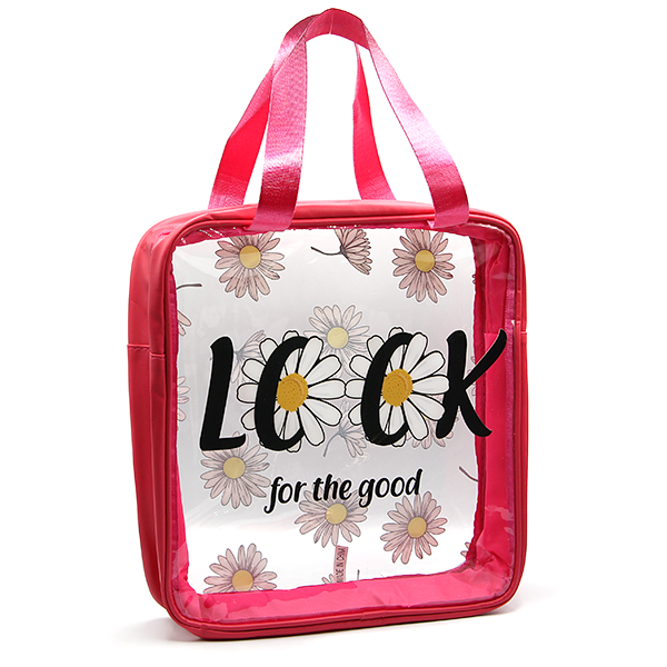 Clear Square Travel Tote Daisy Print 6 Colors Transparent Beach Bag Tr