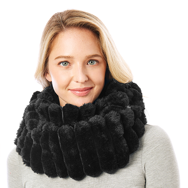 LOF Infinity Soft Faux Fur Scarf Cozy Winter Neck Warmer Fashion Acces Dimension: 8" L x 30" W