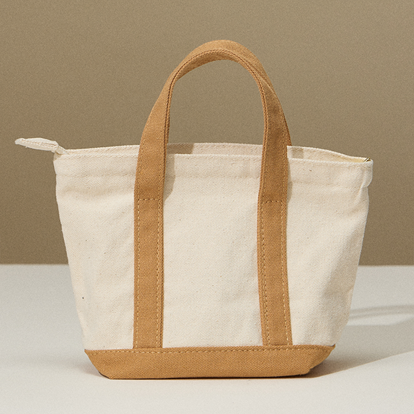 Mini Canvas Tote Bag Taupe Small Handbag Organizer Multi-Purpose Trave