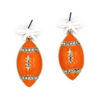 Enamel Football Bow Drop Earrings Gameday Sports Fan Jewelry Tailgate