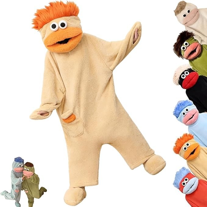 Yellow Big Mouth Funny Adult - Cozy Fleece Jumpsuit Sleepwear Gift