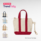 Mini Canvas Tote Bag Taupe Small Handbag Organizer Multi-Purpose Trave