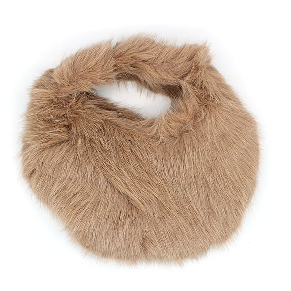 Faux Fur Single Handle Tote Bag Taupe Plush Shearling Handbag Cozy Win