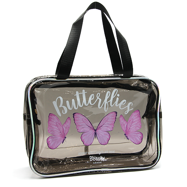 Toami Clear Rectangle Travel Tote Bag Butterfly Print Stadium Approved