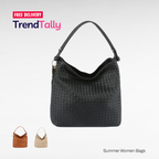 Woven Braided Fashion Hobo Bag Black Cream Brown Large Slouchy Shoulde