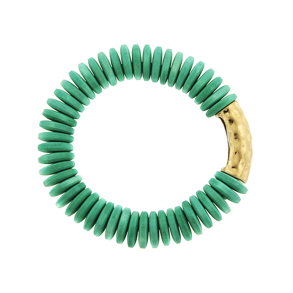 Water & Tree Wooden Cylinder Bead Bracelet Natural Wood Stretch Jewelr