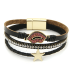 Viola 3 Stack Bracelet Set Glitter Lips Rhinestone Natural Beaded West