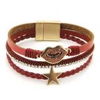Viola 3 Stack Bracelet Set Glitter Lips Rhinestone Natural Beaded West