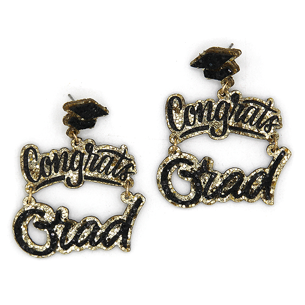 Glitter Graduation Cap Earrings Bachelor Cap Grad Class of 2026 Celebr