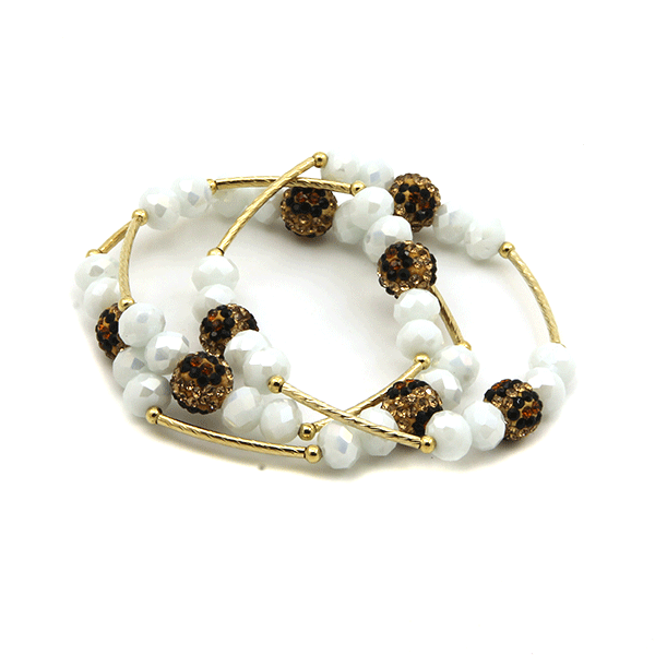 Bach 3Pc Beaded Leopard Bracelet Set Stackable Stretch Fashion Jewelry