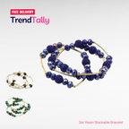 Bach 3Pc Beaded Leopard Bracelet Set Stackable Stretch Fashion Jewelry